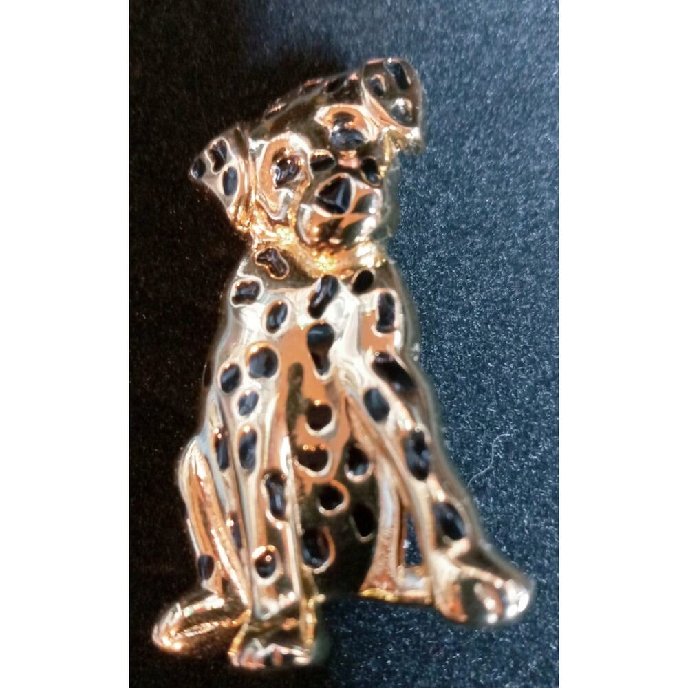 Anne Klein Vintage Gold Plated Dalmatian dog brooch signed AK - Picture 2 of 4